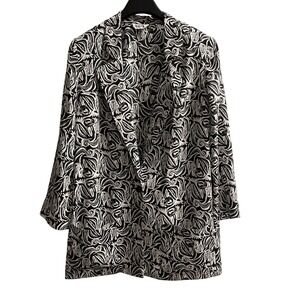 Vintage BGB Plus Jacket Womens 3X Black White Artsy Floral Lightweight Oversized